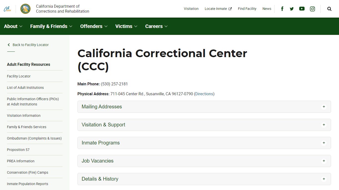 California Correctional Center (CCC) - California Department of ...